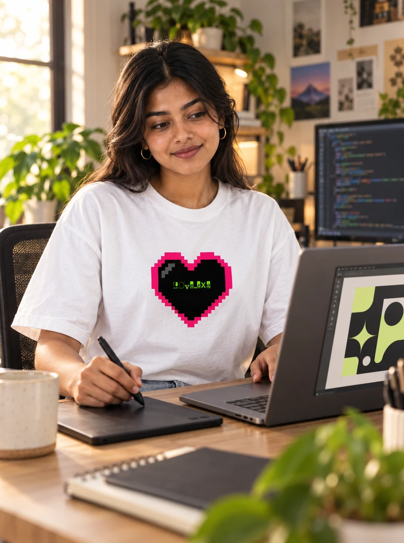 GemZy — real developer wearing It Works On My Machine tee